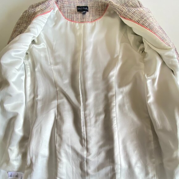 Long tall Sally Tweed Fringed Lavender Jacket Sz 6-8 - Picture 6 of 15